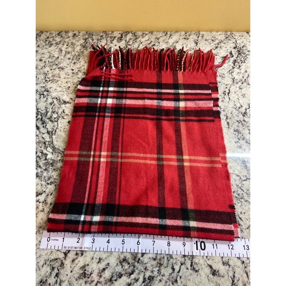 Red Tartan Plaid Scarf – Soft Fringe Winter Wrap Preppy Holiday Style - Picture 5 of 7